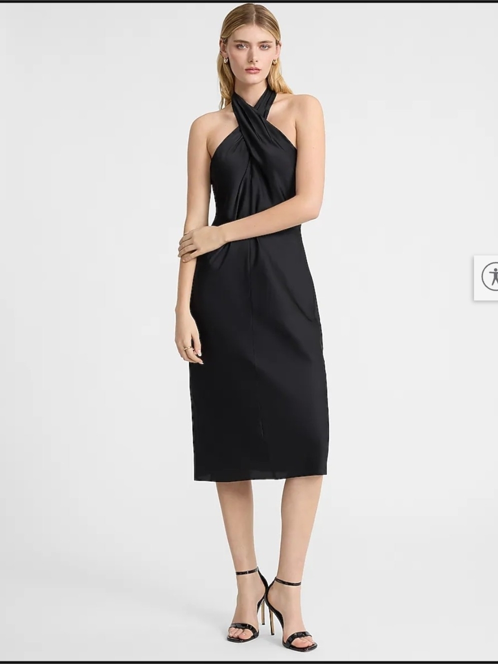 H&M Black Twist Halter Midi Dress